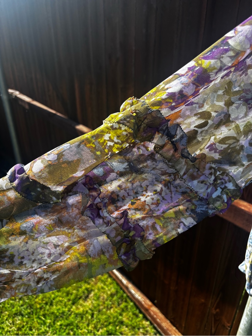 2 pieces White House Black Market Floral Sheer Blouse in Purple, Olive & Cream - Picture 2 of 5